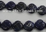 CNL993 15.5 inches 13mm carved flower natural lapis lazuli gemstone beads