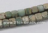 CNS06 16 inches 7*7mm cube natural serpentine jasper beads wholesale