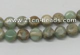 CNS08 16 inches 8mm flat round natural serpentine jasper beads