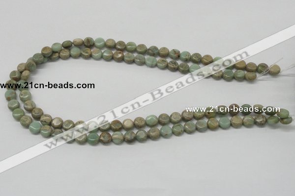 CNS08 16 inches 8mm flat round natural serpentine jasper beads