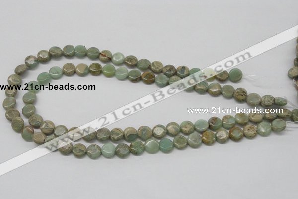 CNS09 16 inches 10mm flat round natural serpentine jasper beads