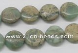 CNS10 16 inches 14mm flat round natural serpentine jasper beads