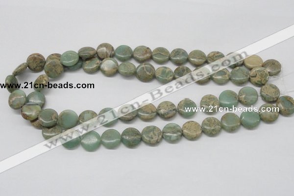 CNS10 16 inches 14mm flat round natural serpentine jasper beads