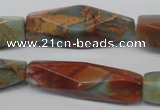 CNS134 15.5 inches 12*40mm faceted rice natural serpentine jasper beads