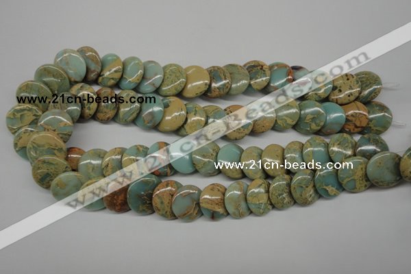 CNS175 15.5 inches 18mm flat round natural serpentine jasper beads