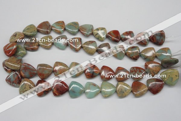 CNS184 15.5 inches 16*16mm triangle natural serpentine jasper beads