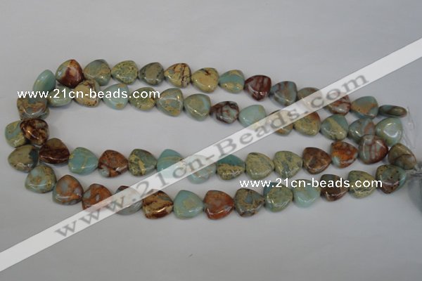 CNS187 15.5 inches 14*14mm triangle natural serpentine jasper beads