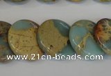 CNS192 15.5 inches 20mm flat round natural serpentine jasper beads