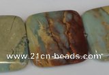 CNS196 15.5 inches 30*30mm square natural serpentine jasper beads