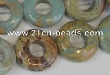 CNS197 15.5 inches 20mm donut natural serpentine jasper beads