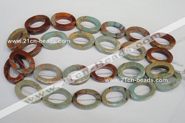 CNS198 15.5 inches 22*30mm oval donut natural serpentine jasper beads