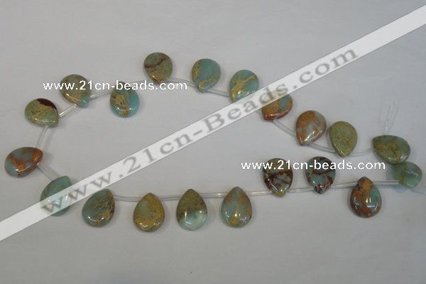 CNS200 Top-drilled 15*20mm flat teardrop natural serpentine jasper beads