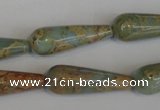 CNS201 15.5 inches 10*30mm teardrop natural serpentine jasper beads