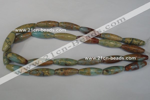 CNS204 15.5 inches 10*30mm rice natural serpentine jasper beads