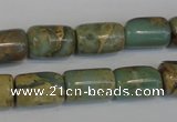 CNS205 15.5 inches 10*14mm drum natural serpentine jasper beads