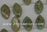 CNS218 Top-drilled 10*18mm marquise natural serpentine jasper beads