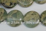 CNS232 15.5 inches 18mm flat round natural serpentine jasper beads