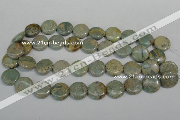 CNS233 15.5 inches 20mm flat round natural serpentine jasper beads