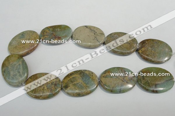 CNS245 15.5 inches 30*40mm oval natural serpentine jasper beads