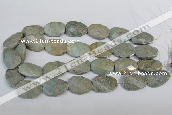 CNS262 20*30mm twisted & faceted rectangle natural serpentine jasper beads