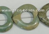 CNS272 15.5 inches 30*30mm heart donut natural serpentine jasper beads