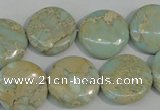 CNS286 15.5 inches 18mm flat round natural serpentine jasper beads