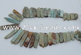 CNS300 Top drilled 10*25mm - 12*50mm sticks serpentine jasper beads