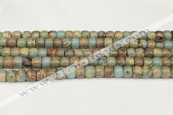 CNS306 15.5 inches 6*8mm rondelle serpentine jasper beads
