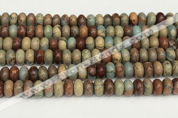 CNS326 15.5 inches 6*10mm rondelle serpentine jasper beads