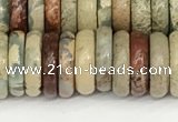 CNS328 15.5 inches 3*10mm rondelle serpentine jasper beads