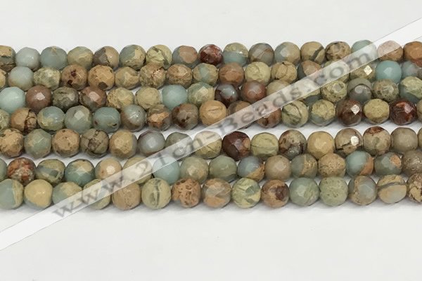 CNS342 15.5 inches 8mm faceted round serpentine jasper beads