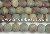 CNS344 15.5 inches 4mm round matte serpentine jasper beads