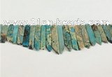 CNS357 Top drilled 8*15mm - 10*60mm sticks serpentine jasper beads