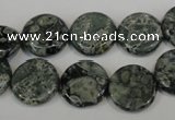 CNS420 15.5 inches 14mm flat round natural serpentine jasper beads