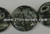 CNS425 15.5 inches 30mm flat round natural serpentine jasper beads