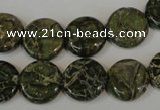 CNS520 15.5 inches 14mm flat round natural serpentine jasper beads