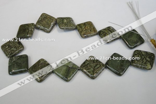 CNS533 15.5 inches 25*25mm diamond natural serpentine jasper beads