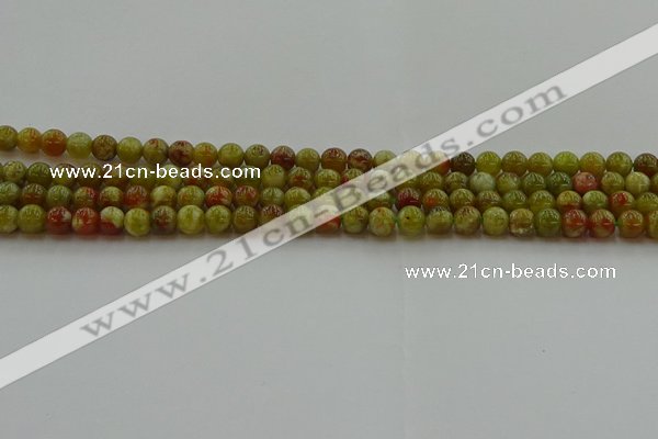 CNS601 15.5 inches 6mm round green dragon serpentine jasper beads