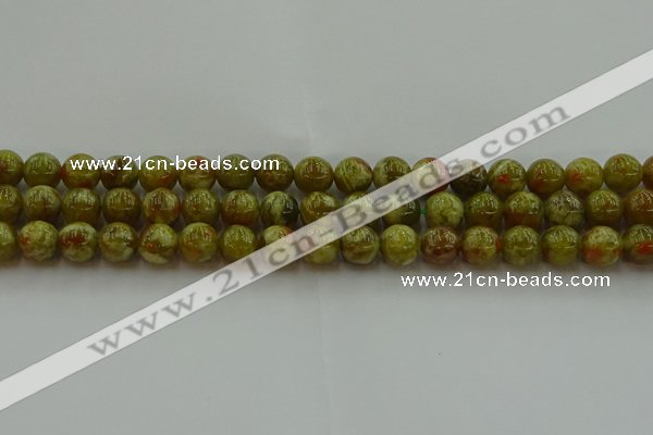 CNS603 15.5 inches 10mm round green dragon serpentine jasper beads