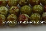 CNS604 15.5 inches 12mm round green dragon serpentine jasper beads