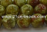 CNS605 15.5 inches 14mm round green dragon serpentine jasper beads