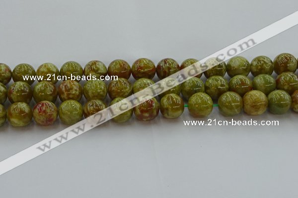 CNS606 15.5 inches 16mm round green dragon serpentine jasper beads