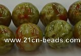 CNS607 15.5 inches 18mm round green dragon serpentine jasper beads