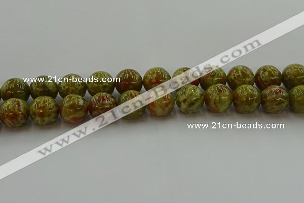 CNS607 15.5 inches 18mm round green dragon serpentine jasper beads