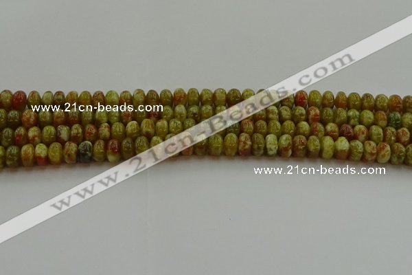 CNS610 15.5 inches 4*6mm rondelle green dragon serpentine jasper beads