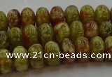 CNS612 15.5 inches 6*10mm rondelle green dragon serpentine jasper beads