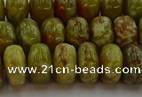 CNS614 15.5 inches 8*14mm rondelle green dragon serpentine jasper beads