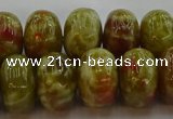 CNS615 15.5 inches 10*16mm rondelle green dragon serpentine jasper beads