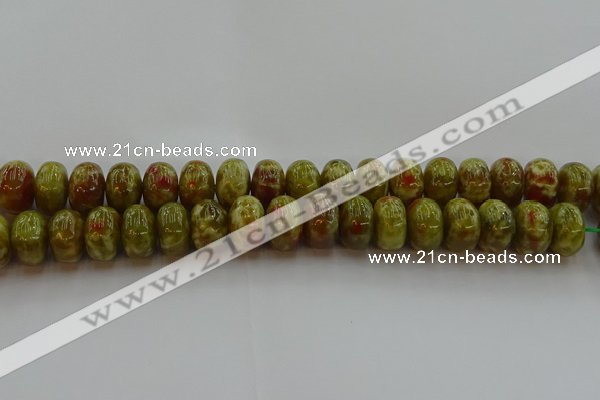 CNS615 15.5 inches 10*16mm rondelle green dragon serpentine jasper beads