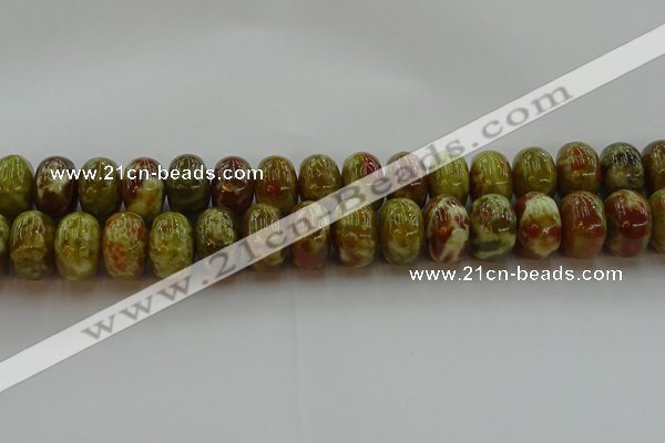 CNS616 15.5 inches 12*18mm rondelle green dragon serpentine jasper beads